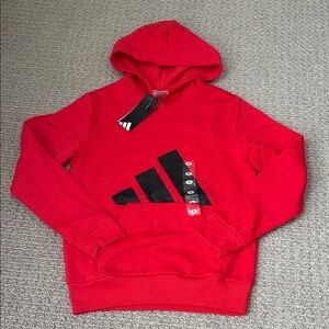NWT Adidas Boys Bold Red Hoodie with Black Accents size M (10-12)